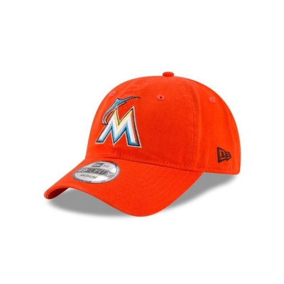 Orange Miami Marlins Hat - New Era MLB Core Fit Road 49FORTY Fitted Caps USA8576312